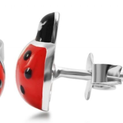 925/- Echt Silber Mädchenohrstecker, Marienkäfer, 925/rhodiniert