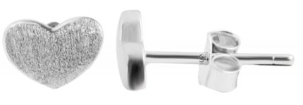 925/- Echt Silber Ohrstecker "Marnie" mattiertes Herz, 925/rhodiniert
