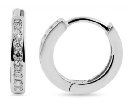 925/- Echt Silber Klappcreolen "Resi" mit Zirkoniabesatz, 925/rhodiniert