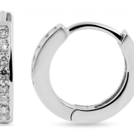 925/- Echt Silber Klappcreolen "Resi" mit Zirkoniabesatz, 925/rhodiniert