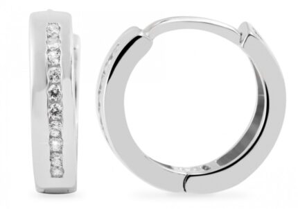 925/- Echt Silber Klappcreolen "Milla" mit Zirkoniabesatz, 925/rhodiniert