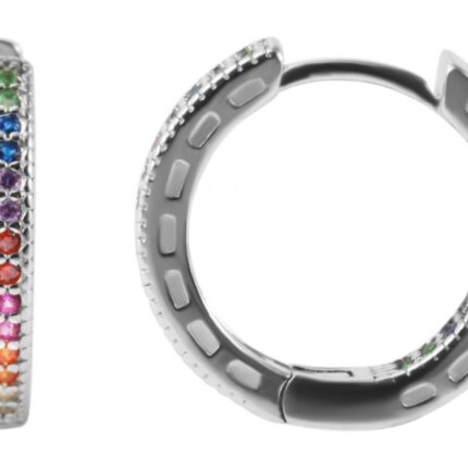 925/- Echt Silber Klappcreolen "Katha" mit Zirkoniabesatz, 925/rhodiniert