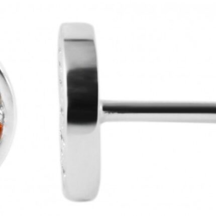 925/- Echt Silber Ohrstecker "Bahrai" rund mit Zirkoniabesatz, 925/rhodiniert