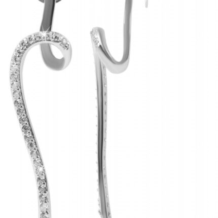 925/- Echt Silber Ohrstecker "Spresa" mit Zirkoniabesatz, länglich und spiral...