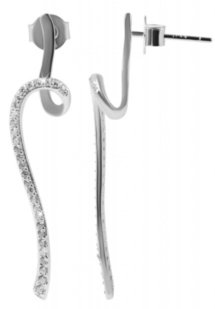 925/- Echt Silber Ohrstecker "Spresa" mit Zirkoniabesatz, länglich und spiral...