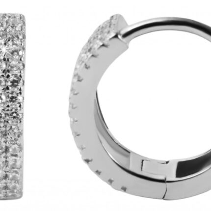 925/- Echt Silber Klappcreolen "Kaja", Zirkoniabesatz, herzförmigen Cut Out´s...