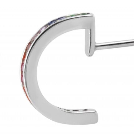 925/- Echt Silber Ohrstecker "Hadia" halbrunde Creolen mit Zirkoniabesatz, 92...