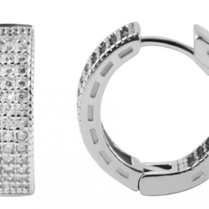 925/- Echt Silber Klappcreolen "Drevonna" mit Zirkoniabesatz, 925/rhodiniert