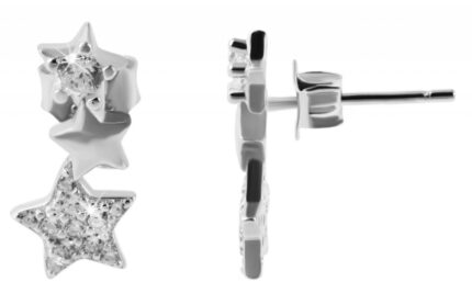 925/- Echt Silber Ohrstecker "Selina" Stern und Zirkoniabesatz, 925/rhodiniert