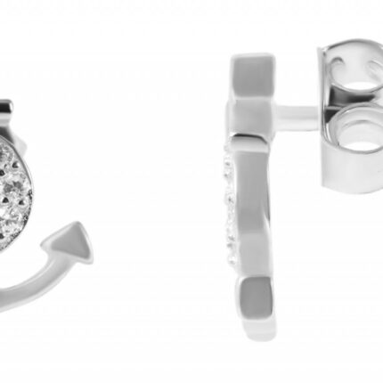 925/- Echt Silber Ohrstecker "Anja" mit Ankermotiv, Zirkonia besetzt, 925/rho...