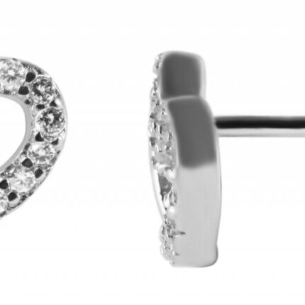 925/- Echt Silber Ohrstecker "Aya" asymmetrische Herzen mit Zirkoniabesatz, 9...