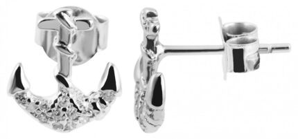 925/- Echt Silber Ohrstecker "Anke" Anker mit Zirkoniabesatz