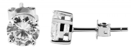 925/- Echt Silber Ohrstecker "Sinti" runder Zirkonia in Krappenfassung, 925/r...