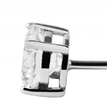 925/- Echt Silber Ohrstecker "Sinti" runder Zirkonia in Krappenfassung, 925/r...