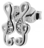 925/- Echt Silber Ohrstecker "Mabel" Musiknote mit Zirkoniabesatz, 925/rhodin... - Image 2