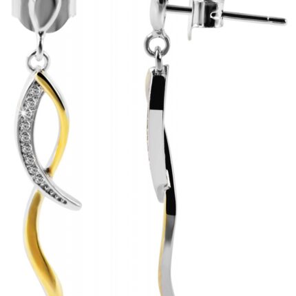 925/- Echt Silber Ohrhänger "Tierra" mit Zirkoniabesatz, bicolor