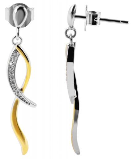 925/- Echt Silber Ohrhänger "Tierra" mit Zirkoniabesatz, bicolor