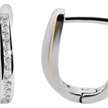 925/- Echt Silber Klappcreolen "Kalea" mit Zirkonia, bicolor, U-Form