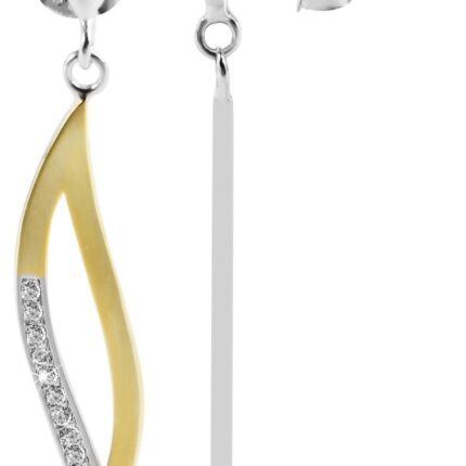925/- Echt Silber Ohrhänger "Lima" mit Zirkoniabesatz, bicolor
