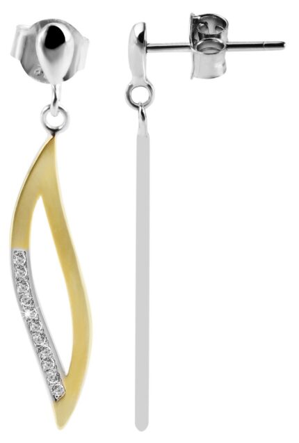 925/- Echt Silber Ohrhänger "Lima" mit Zirkoniabesatz, bicolor