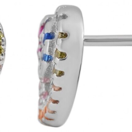 925/- Echt Silber Ohrstecker "Henrike" Herzen mit buntem Zirkoniabesatz, 925/...