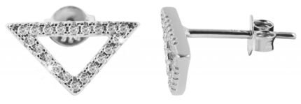 925/- Echt Silber Ohrstecker "Daya" Dreieck mit Zirkoniabesatz, 925/rhodiniert