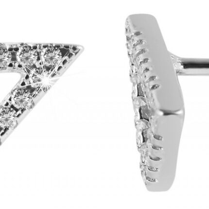 925/- Echt Silber Ohrstecker "Daya" Dreieck mit Zirkoniabesatz, 925/rhodiniert
