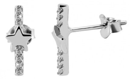 925/- Echt Silber Stabohrstecker "Veronica" mit Stern und Zirkoniabesatz, 925...