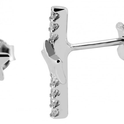 925/- Echt Silber Stabohrstecker "Veronica" mit Stern und Zirkoniabesatz, 925...