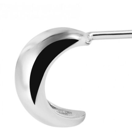 925/- Echt Silber Ohrstecker "Wiebke" halbrund und glänzend, 925/rhodiniert