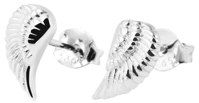925/- Echt Silber Flügel Ohrstecker "Frauke", 925/rhodiniert - Image 2
