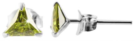 925/- Echt Silber Ohrstecker, dreieckiger Zirkonia, 925/rhodiniert