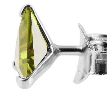 925/- Echt Silber Ohrstecker, dreieckiger Zirkonia, 925/rhodiniert