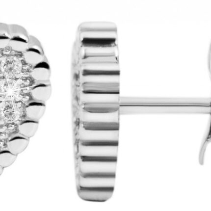 925/- Echt Silber Ohrstecker "Helga" Herz mit Zirkoniabesatz, 925/rhodiniert