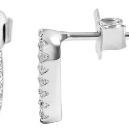 925/- Echt Silber Ohrstecker, oval, Zirkoniabesetzt, 925/rhodiniert