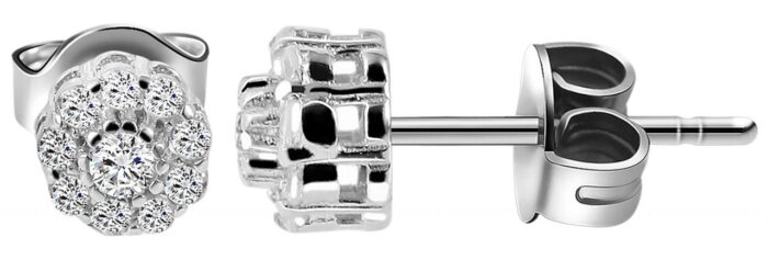 925/- Echt Silber Ohrstecker mit Zirkoniabesatz, 925/rhodiniert - Image 1