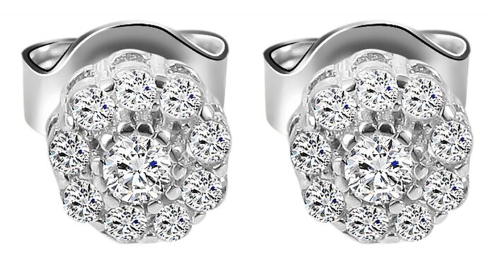 925/- Echt Silber Ohrstecker mit Zirkoniabesatz, 925/rhodiniert - Image 3