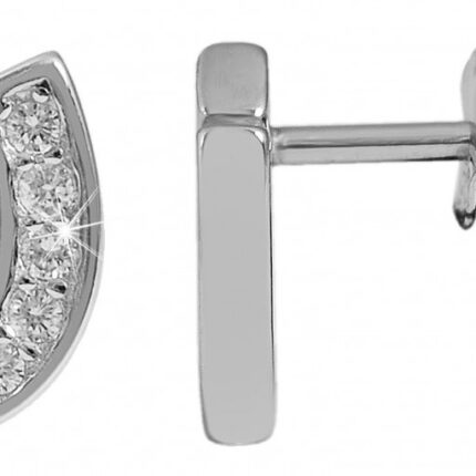 925/- Echt Silber Ohrstecker "Habibi" Hufeisen mit Zirkoniabesatz, 925/rhodin...