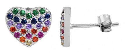 925/- Echt Silber Ohrstecker "Aimée" Herz mit Zirkoniabesatz, 925/rhodiniert