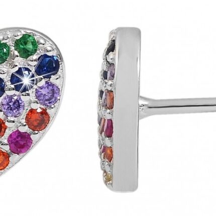 925/- Echt Silber Ohrstecker "Aimée" Herz mit Zirkoniabesatz, 925/rhodiniert
