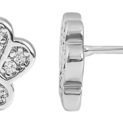 925/- Echt Silber Ohrstecker, Hundepfote mit Zirkoniabesatz, 925/rhodiniert