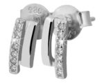 925/- Echt Silber Ohrstecker, doppelreihig mit Zirkoniabesatz, 925/rhodiniert - Image 2