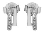925/- Echt Silber Ohrstecker, doppelreihig mit Zirkoniabesatz, 925/rhodiniert - Image 3
