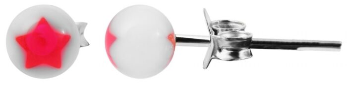 925/- Echt Silber Kinder Ohrstecker "Astrid", Perle mit Stern - Image 1