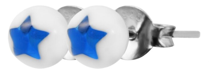 925/- Echt Silber Kinder Ohrstecker "Astrid", Perle mit Stern - Image 5
