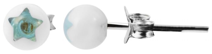 925/- Echt Silber Kinder Ohrstecker "Astrid", Perle mit Stern - Image 13