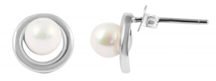 925/- Echt Silber Ohrstecker "Pippa" mit echter Süsswasserperle, 925/rhodiniert