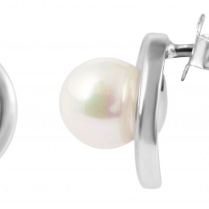 925/- Echt Silber Ohrstecker "Pippa" mit echter Süsswasserperle, 925/rhodiniert