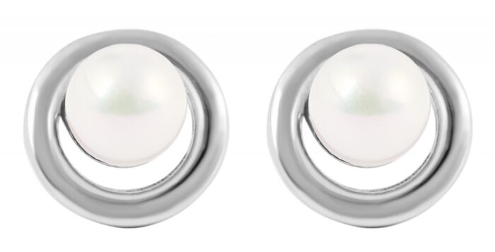 925/- Echt Silber Ohrstecker "Pippa" mit echter Süsswasserperle, 925/rhodiniert - Image 3
