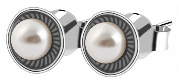 925/- Echt Silber Ohrstecker "Elira" mit Süßwasserperle, 925/rhodiniert - Image 2